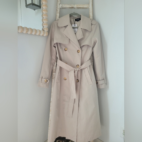 NOIZE NWT Evelyn Tan Classic Trench Coat Sz Sm - Vegan/Recycled Products Used - Picture 4 of 12